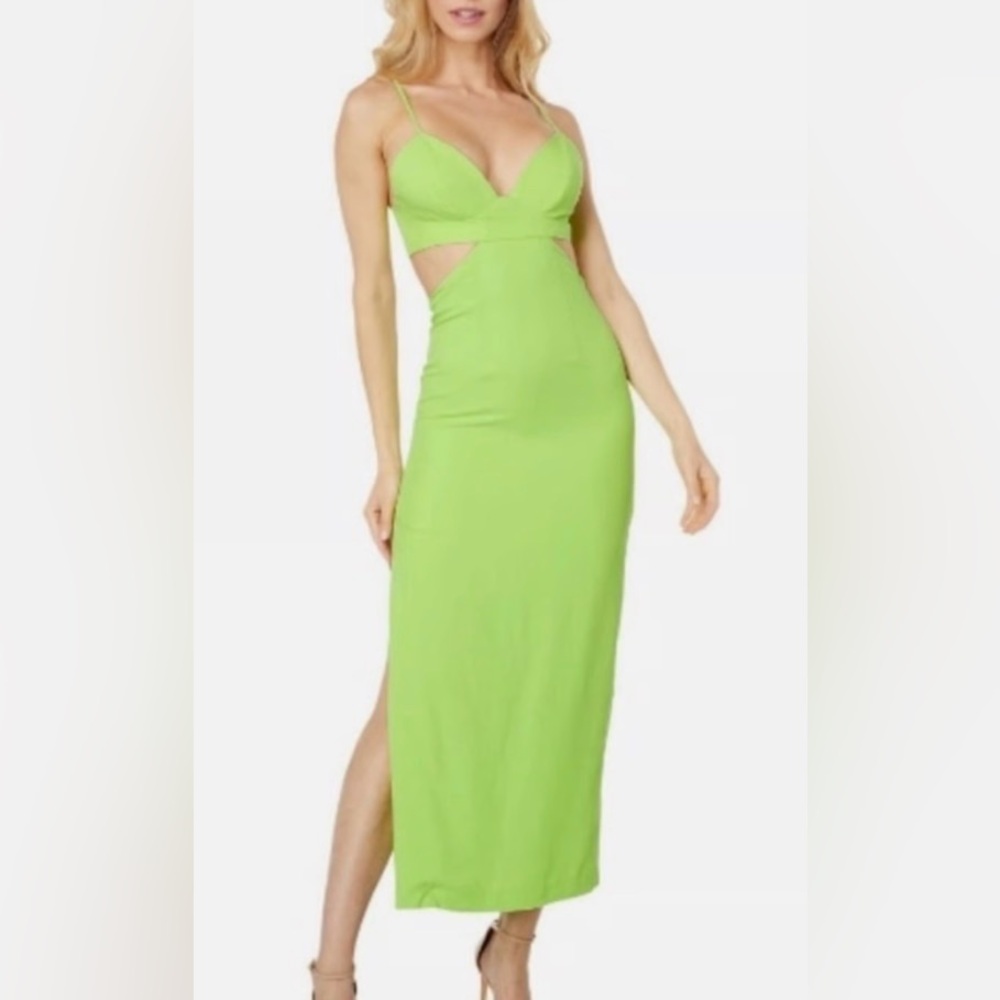Bardot Strapless Lime Green Dress